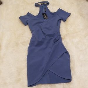 Nwt blue choker neck dress